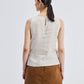 Boat Neck Top in Checkered Linen