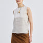 Boat Neck Top in Checkered Linen