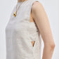 Boat Neck Top in Checkered Linen