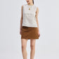 Boat Neck Top in Checkered Linen