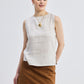 Boat Neck Top in Checkered Linen