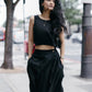 Overlap Midi Skirt in Black