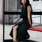 Overlap Midi Skirt in Black