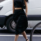 Overlap Midi Skirt in Black