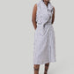 Overlap Midi Skirt in Linen Stripes