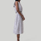 Overlap Midi Skirt in Linen Stripes