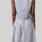 Overlap Midi Skirt in Linen Stripes