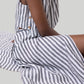 Overlap Midi Skirt in Linen Stripes