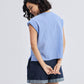 Boxy V-neck Top with Fray Detail