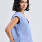 Boxy V-neck Top with Fray Detail
