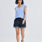 Boxy V-neck Top with Fray Detail
