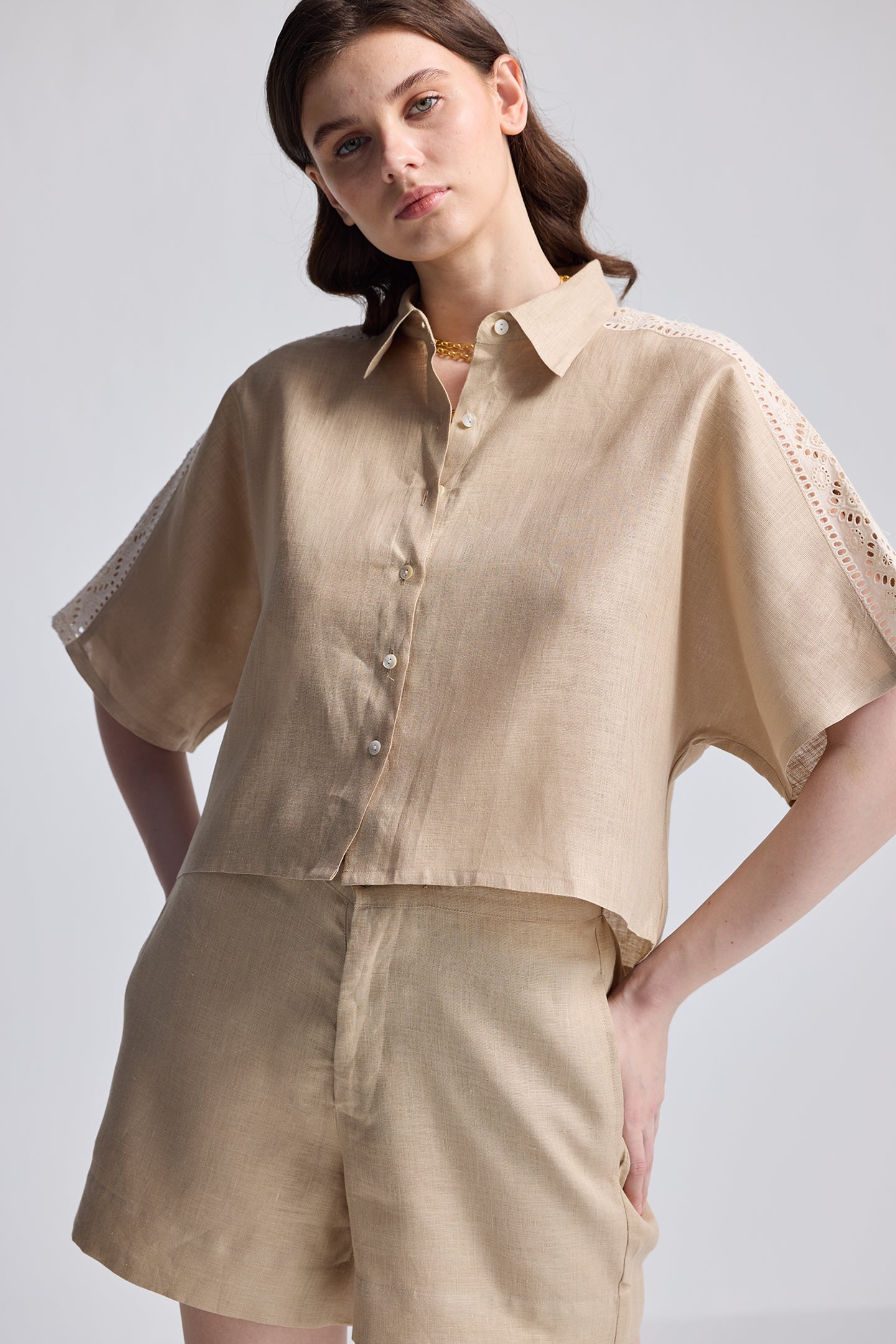 Boxy Shirt with Lace Set