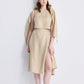 Overlap Midi Skirt in Neutral Beige