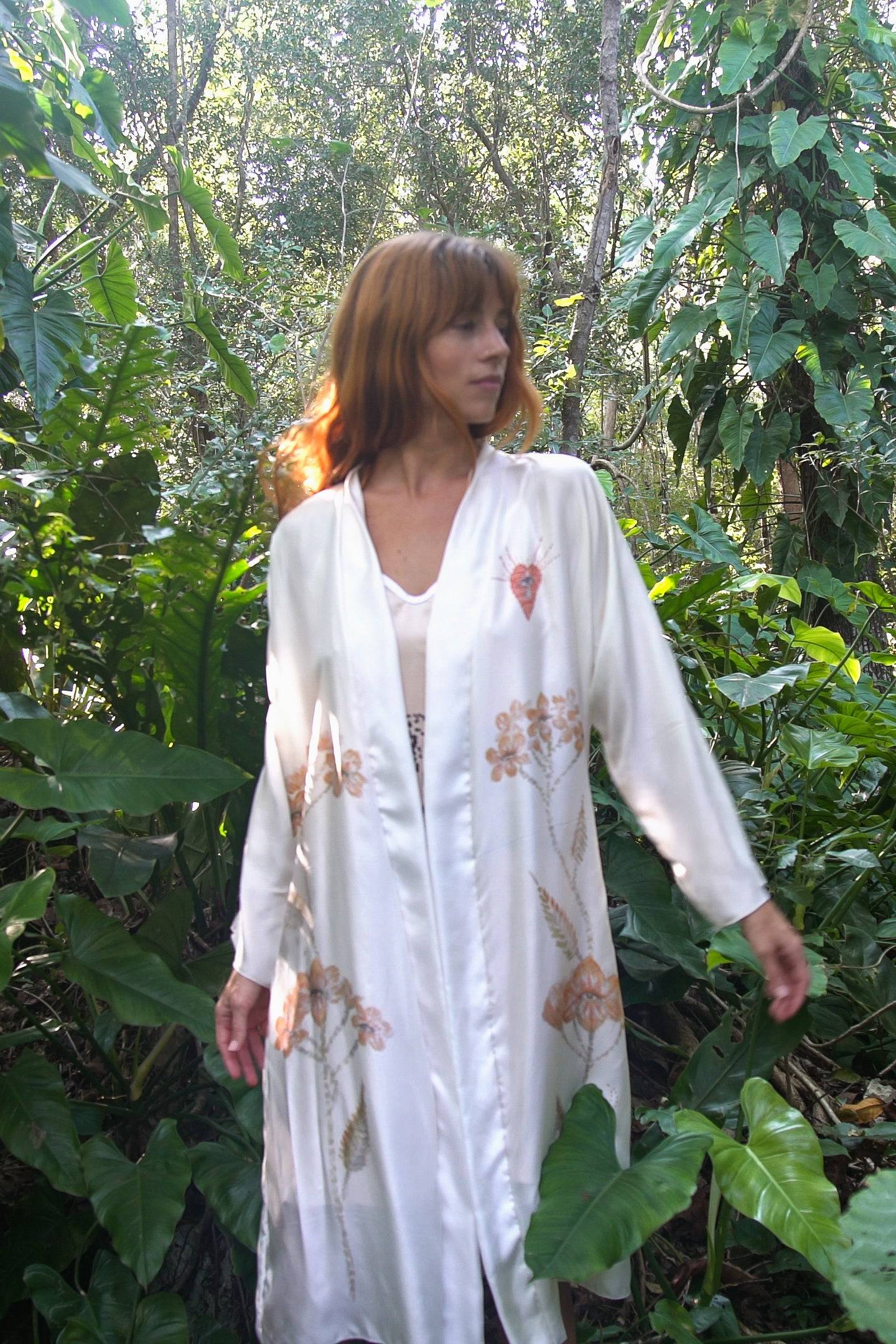 The Royal Silk Robe in Azulik Flowers
