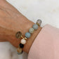 Amazonite Stretch Bracelet with Hand-Wrapped Green Rutilated Quartz in Gold