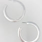 Alma Thick Flattened Metal Hoop Earrings, Silver