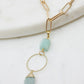 Paperclip Necklace with Aquamarine Hoop Accent