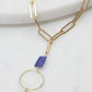 Paperclip Necklace with Sapphire Hoop Accent