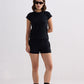 Essential Short Sleeve Tee Set in Black