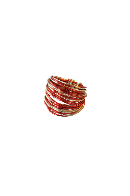Marcia Drahtwickelring in Rot und Gold