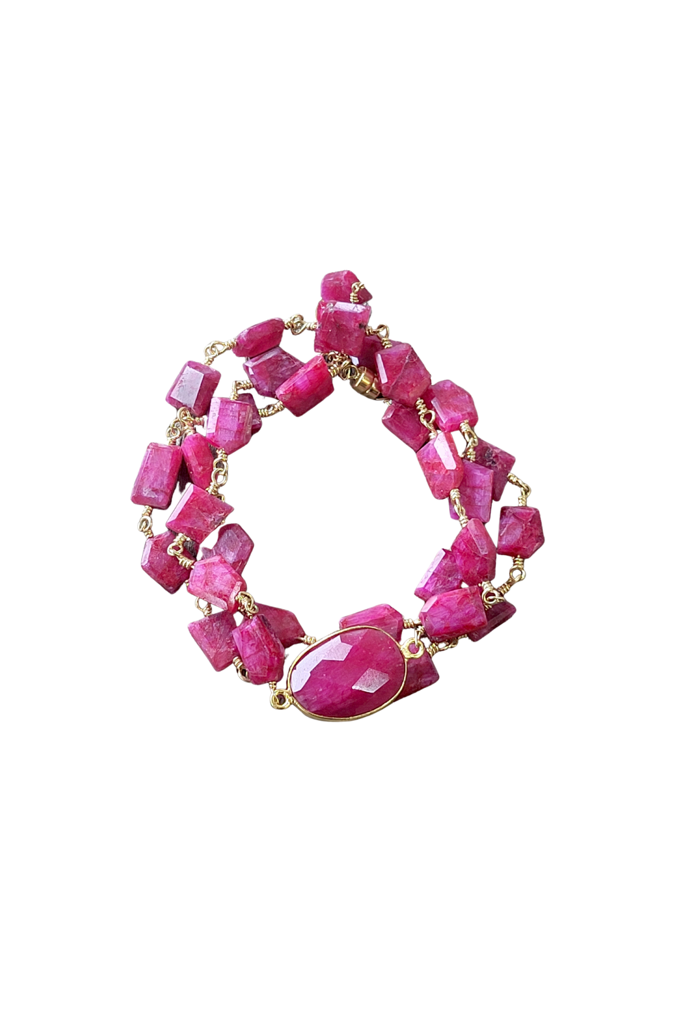 Hana Wrap Bracelet/Necklace in Ruby - Chunky Stone