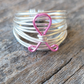 Marcia Silver Wire Wrap Ring with Breast Cancer Ribbon