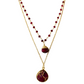 Double Jill Necklace with Gold Ruby Chain and Red Mojave Copper Turquoise Pendant