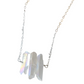 Three Raw Rainbow Quartz Crystal Pendant Necklace in Silver