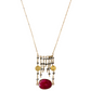 Jessica Gold Coin Necklace in Ruby and Pyrite