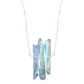 Three Raw Mystic Grey Quartz Crystal Pendant Necklace in Silver