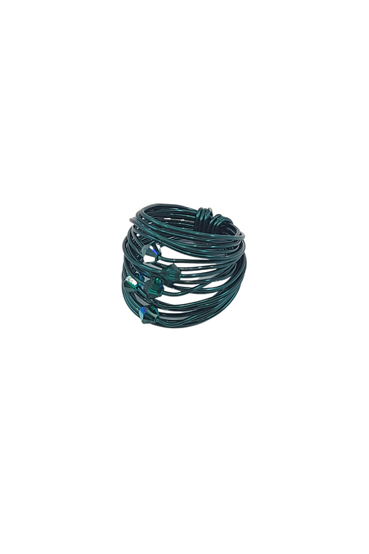 Marcia Green Wickelring mit waldgrünen Swarovski Kristallen