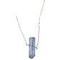 Single Raw Mystic Grey Quartz Crystal Pendant Necklace in Silver