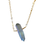 Single Raw Mystic Grey Quartz Crystal Pendant Necklace in Gold