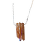 Three Raw Peach Quartz Crystal Pendant Necklace in Silver