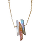 Three Raw Quartz Crystal Pendant Necklace with Mystic Gray, Rainbow and Peach Quartz in Gold