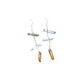 Delicate Gold Chain Earring with Three Raw Quartz Crystals in Mystic Grey, Rainbow and Peach Quartz