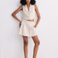 Cotton Tweed Skort in Cream