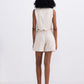 Cropped Cotton Tweed Vest Set in Cream