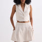 Cropped Cotton Tweed Vest Set in Cream