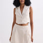 Cropped Cotton Tweed Vest Set in Cream
