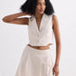 Cotton Tweed Skort in Cream