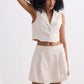 Cropped Cotton Tweed Vest Set in Cream