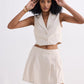 Cropped Cotton Tweed Vest Set in Cream
