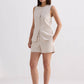 Cotton Tweed Vest Jacket in Cream