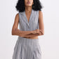 Cropped Cotton Tweed Vest Set in Grey