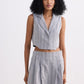 Cropped Cotton Tweed Vest Set in Grey