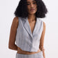 Cropped Cotton Tweed Vest in Grey