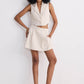 Cropped Cotton Tweed Vest in Cream