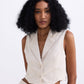 Cropped Cotton Tweed Vest in Cream