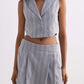 Cropped Cotton Tweed Vest in Grey